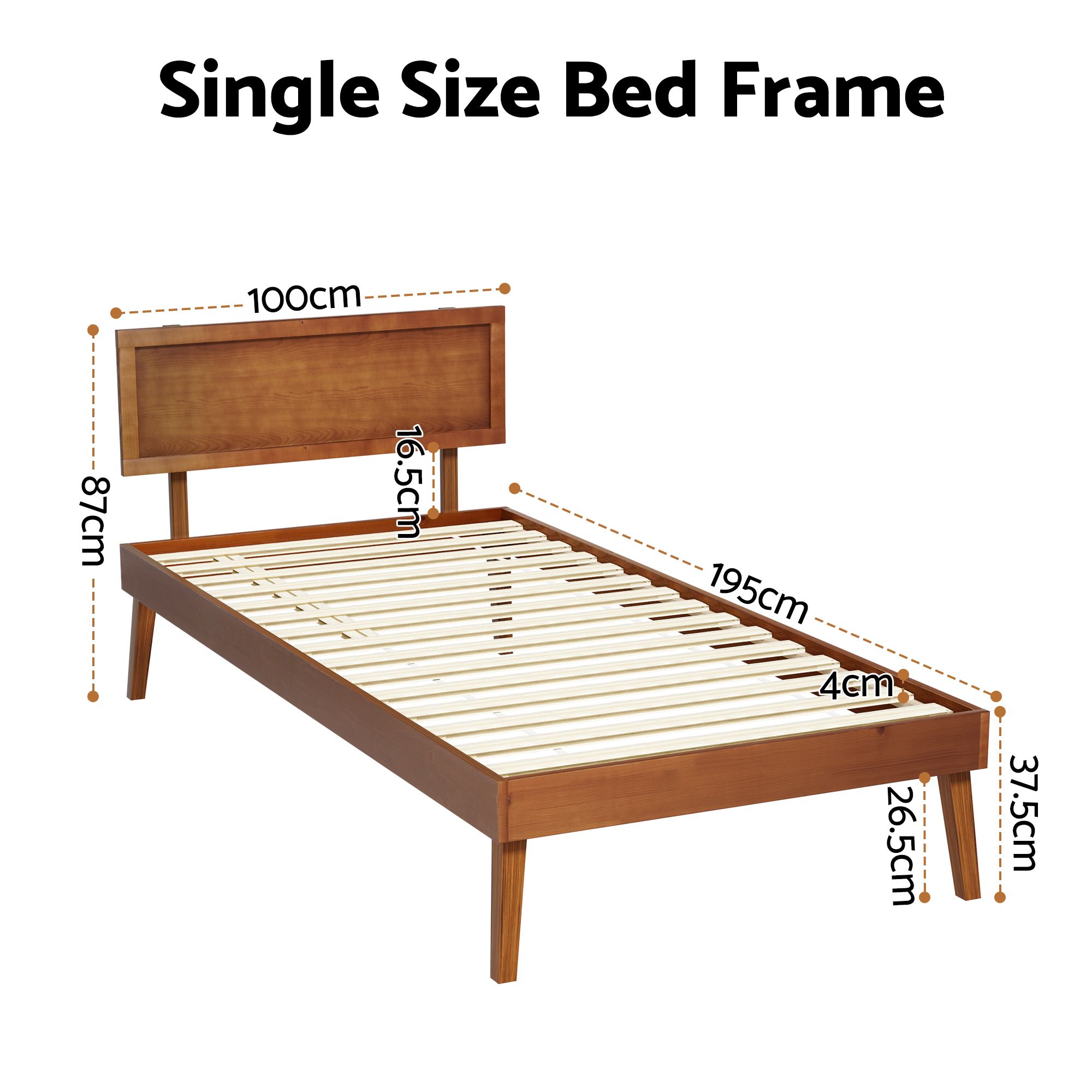 Artiss SPLAY Wooden Bed Frame, Walnut view 2