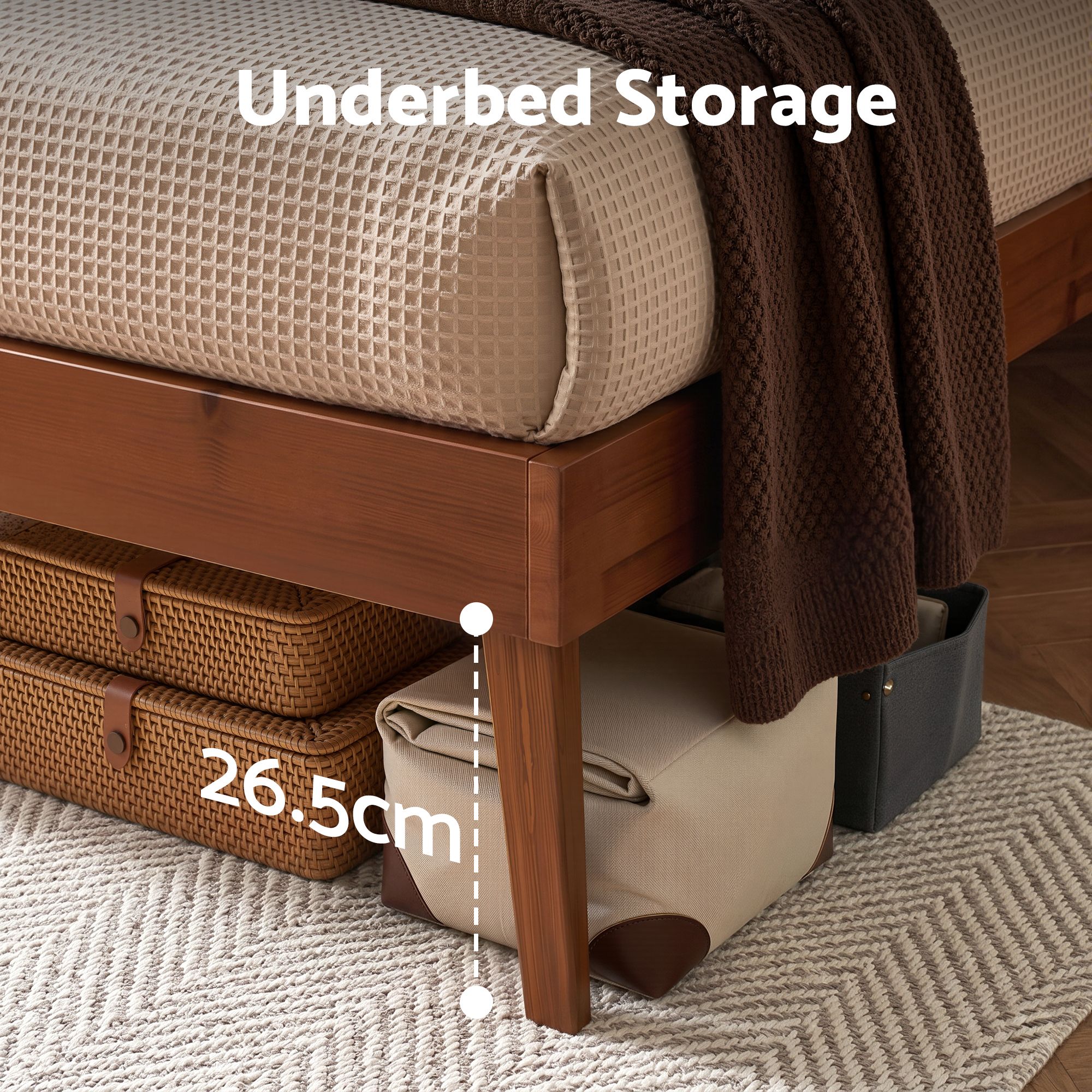 Artiss SPLAY Wooden Bed Frame, Walnut view 4