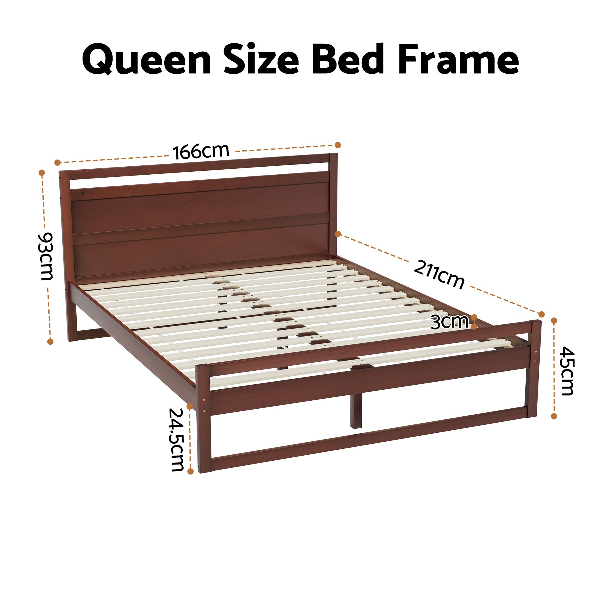 Artiss WITTON Wooden Bed Frame, Walnut view 2