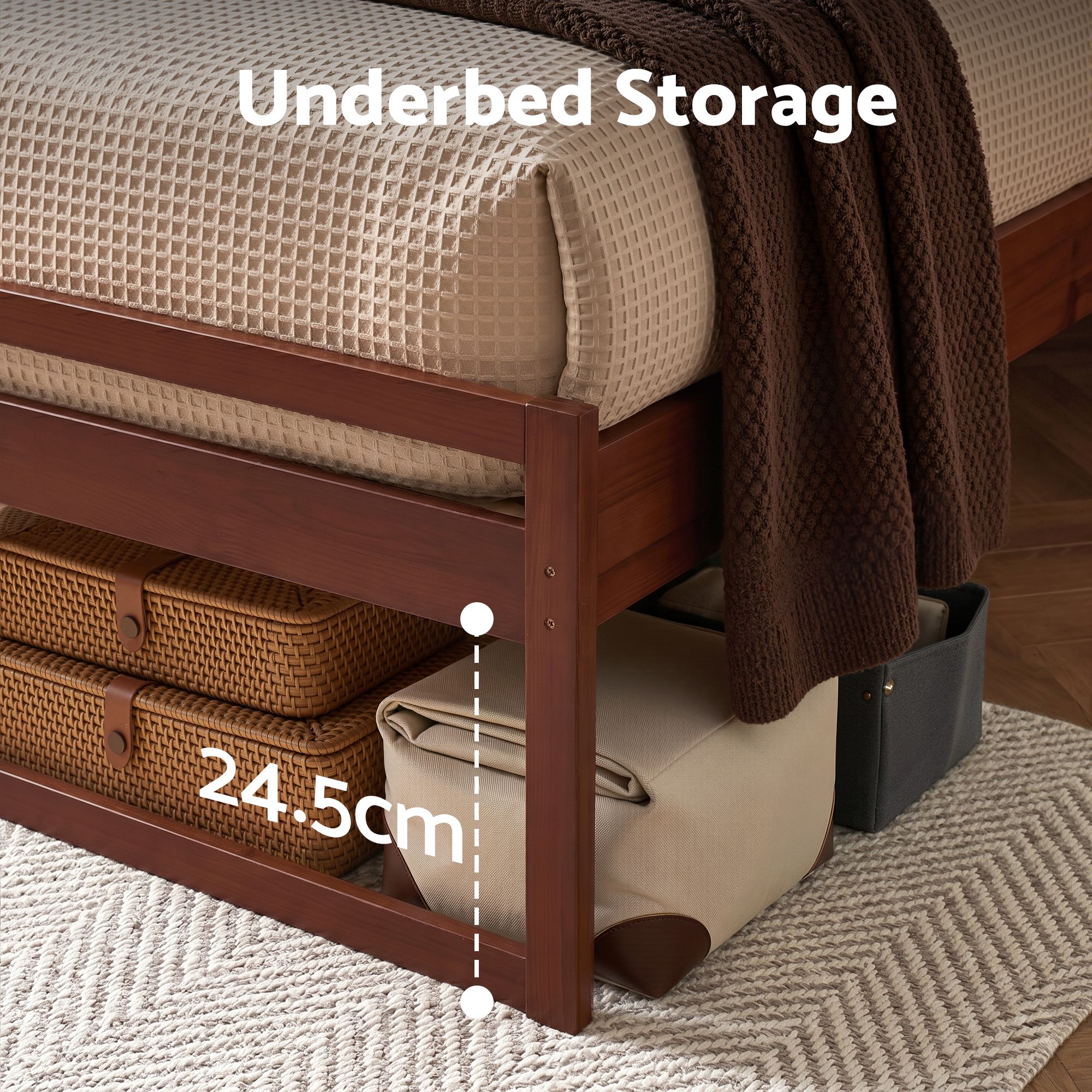 Artiss WITTON Wooden Bed Frame, Walnut view 4