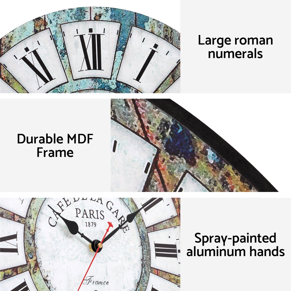 Artiss 40cm Rustic Wall Clock view 4