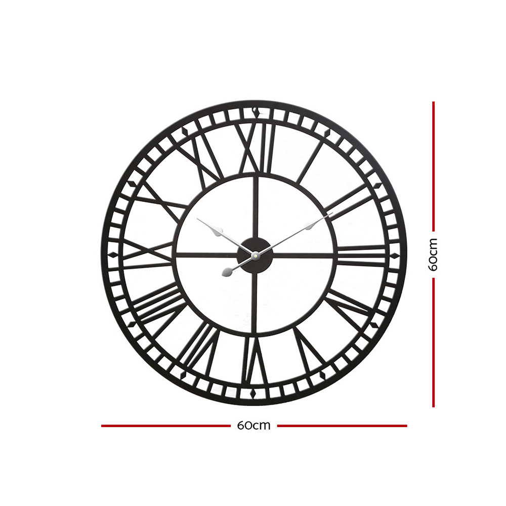 Artiss 60cm Metal Wall Clock Roman Numerals view 2