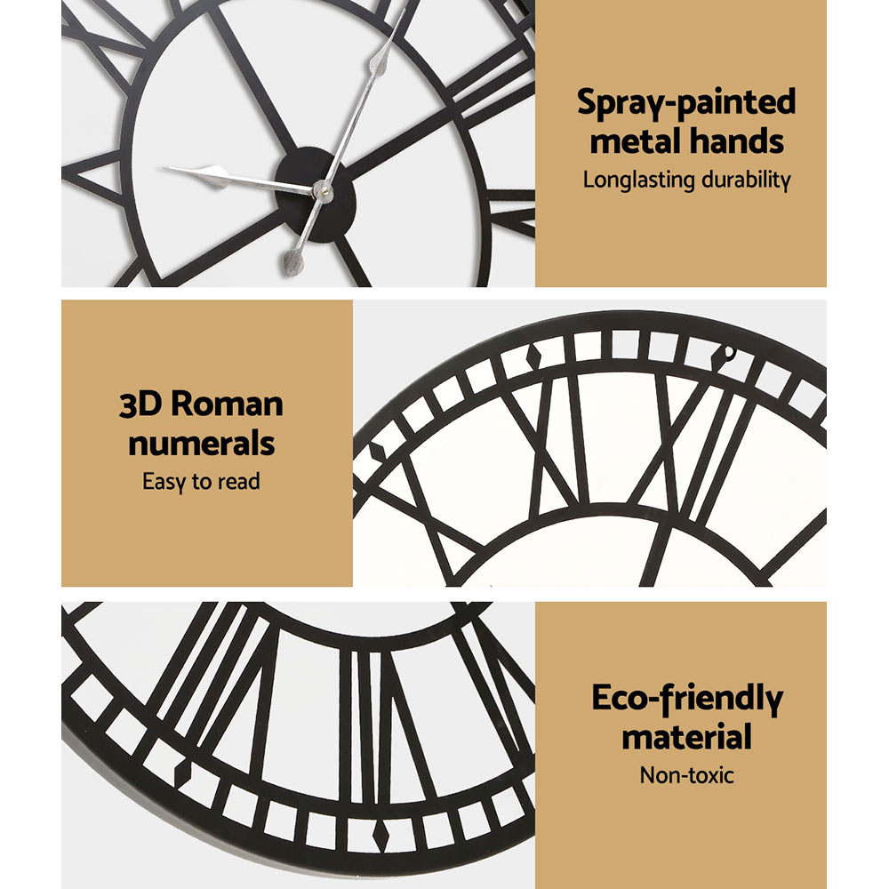 Artiss 60cm Metal Wall Clock Roman Numerals view 4