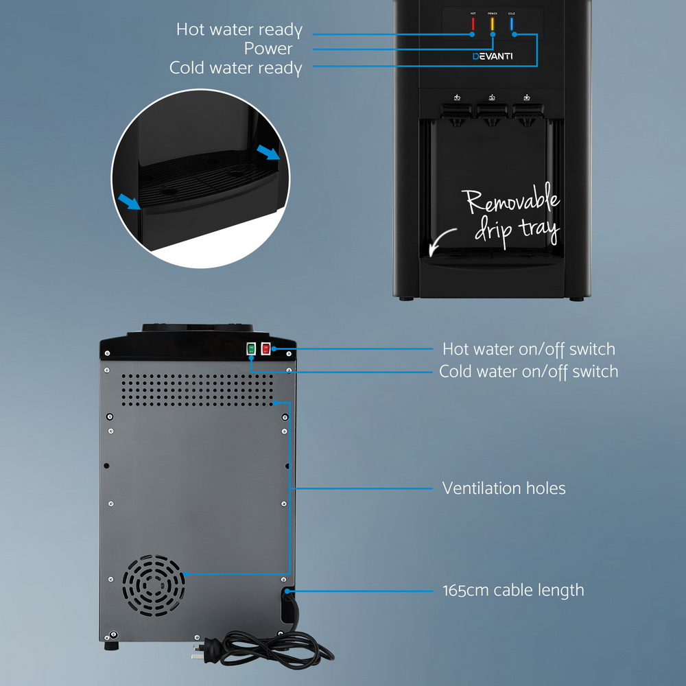 Devanti 22L Water Cooler Dispenser Bench Top 3 Taps view 5