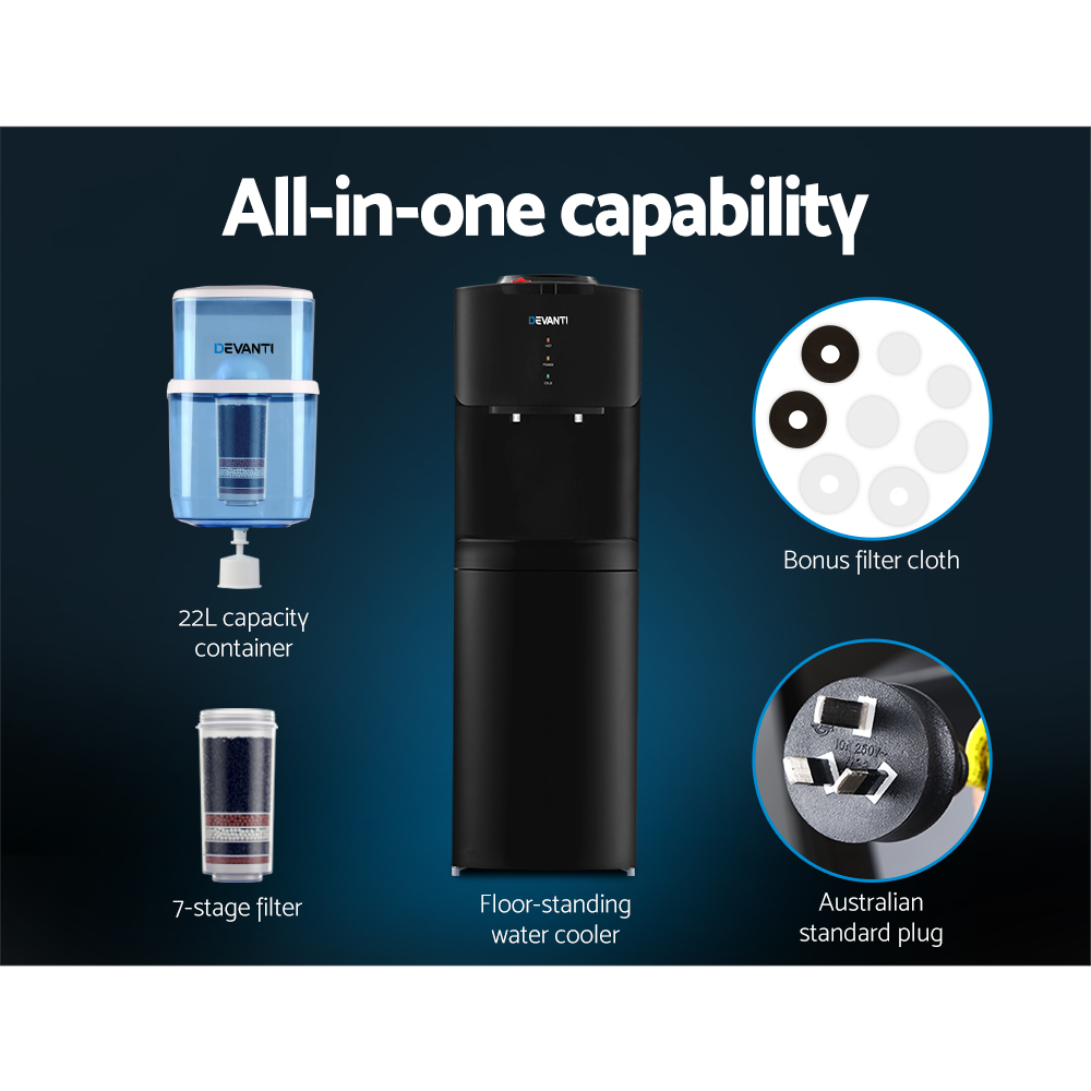 Devanti Water Cooler Dispenser Stand 22L Black view 3