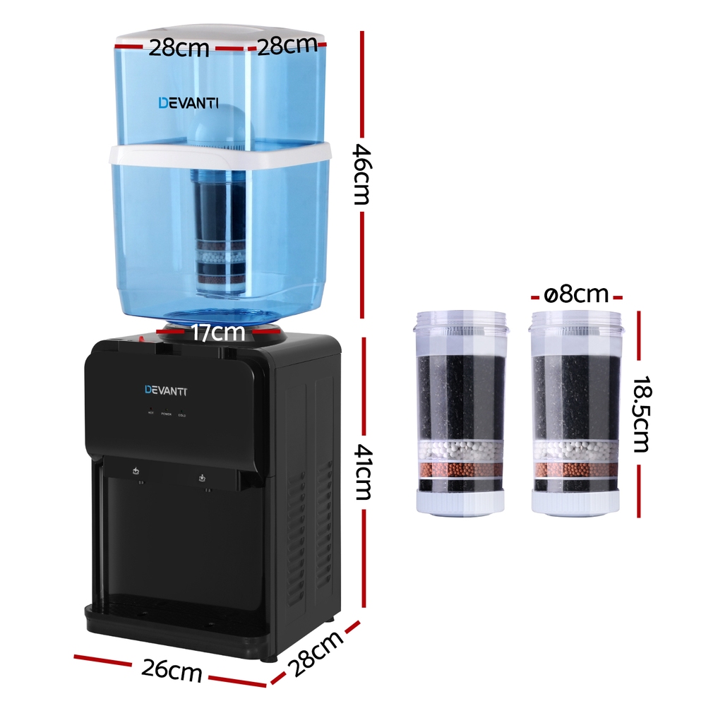 Devanti Bench Top Water Cooler Dispenser 22L Hot Cold view 2