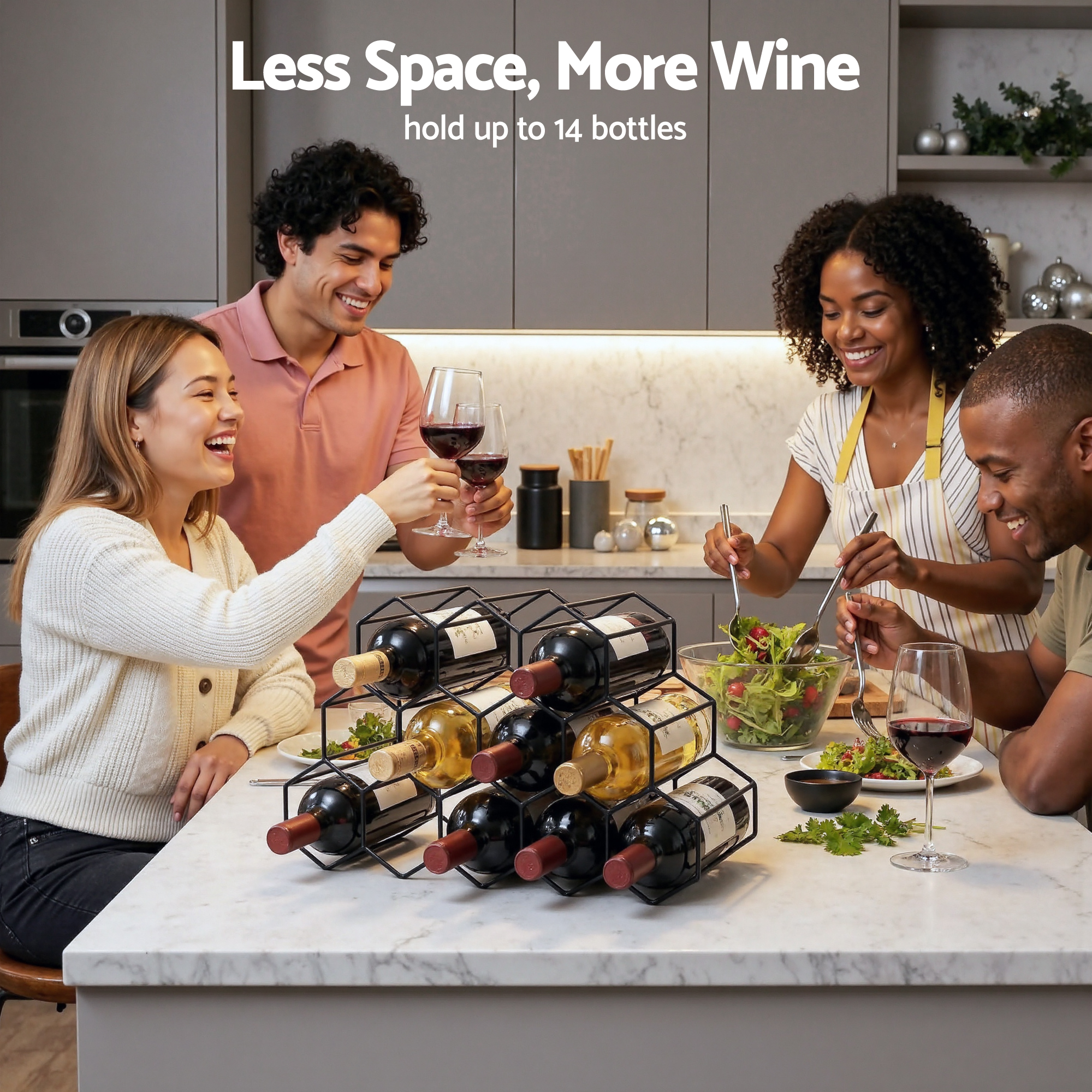 Artiss Metal Wine Rack 12 Bottle No Assembly Black view 4