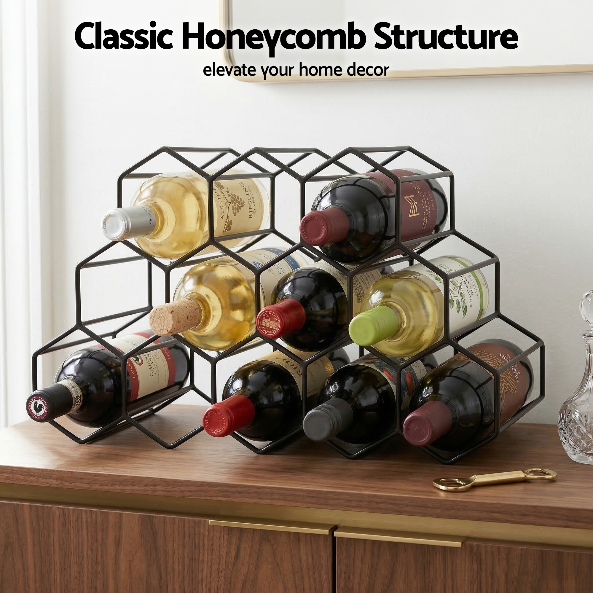 Artiss Metal Wine Rack 12 Bottle No Assembly Black view 5