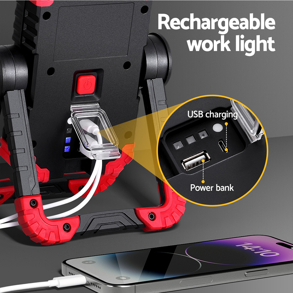 Giantz Rechargeable LED Work Light Torch USB, Red view 5