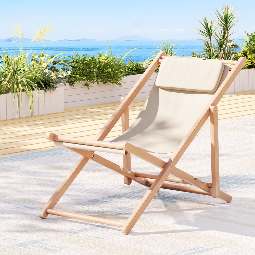 Gardeon Wooden Folding Deck Chair
