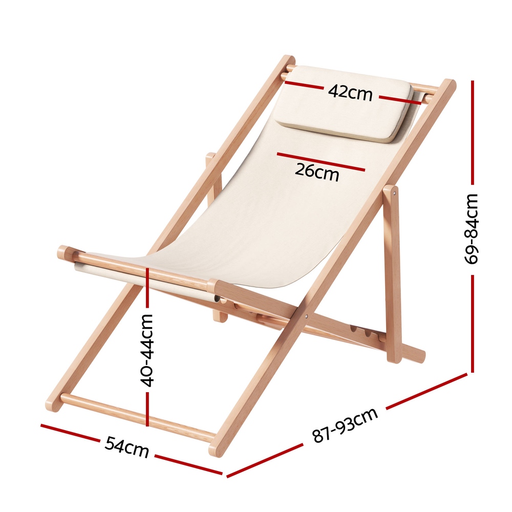 Gardeon Wooden Folding Deck Chair view 2
