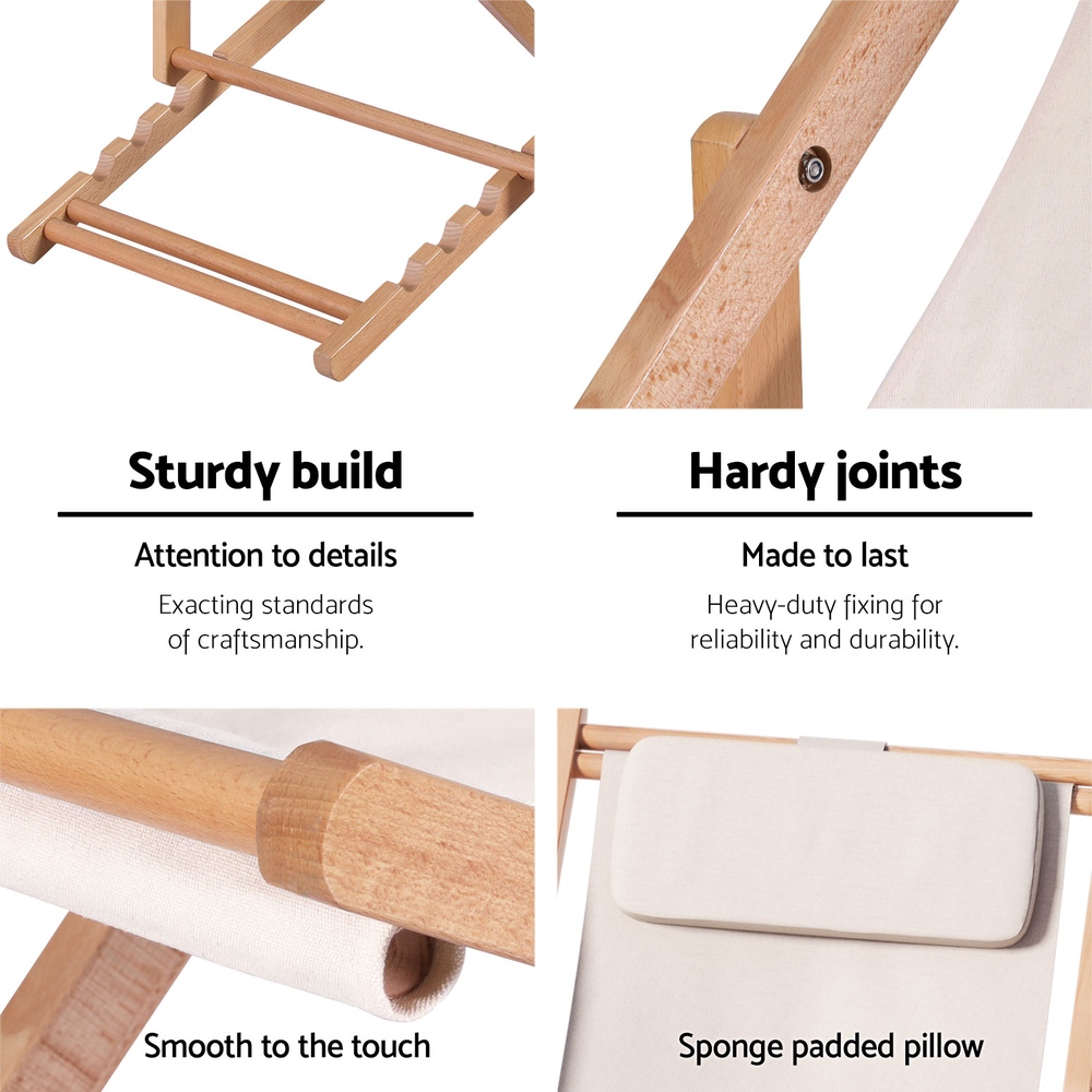 Gardeon Wooden Folding Deck Chair view 5