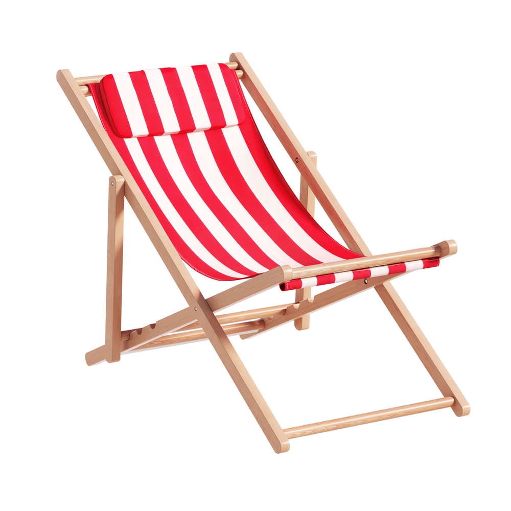 Gardeon Fir Wood Folding Deck Chair Red view 3