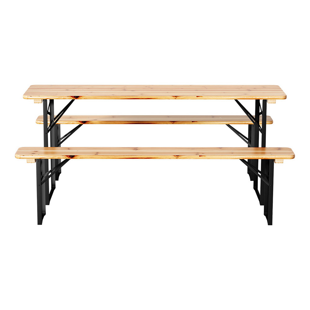 Gardeon 3 Piece Wooden Dining Set Bench view 3