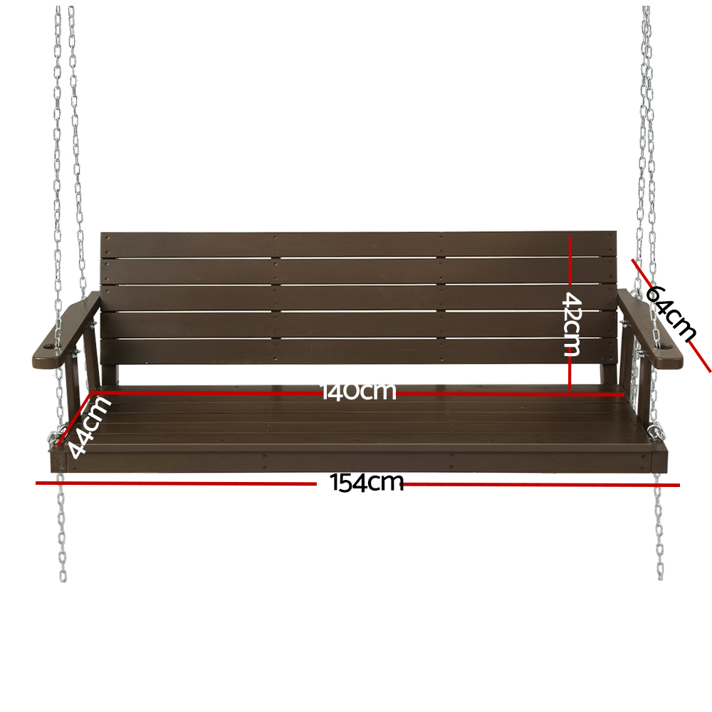 Gardeon Wooden Porch Swing Chair 3 Seater Bench view 2