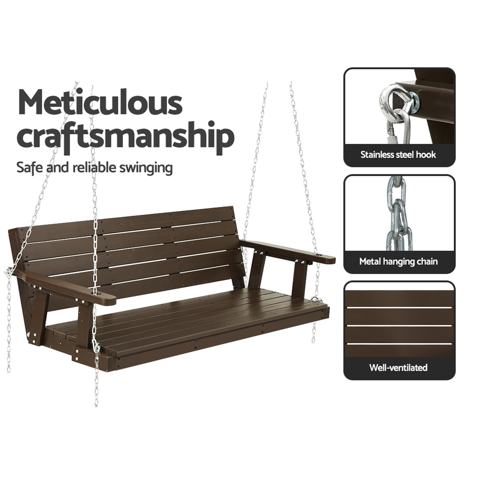 Gardeon Wooden Porch Swing Chair 3 Seater Bench view 5