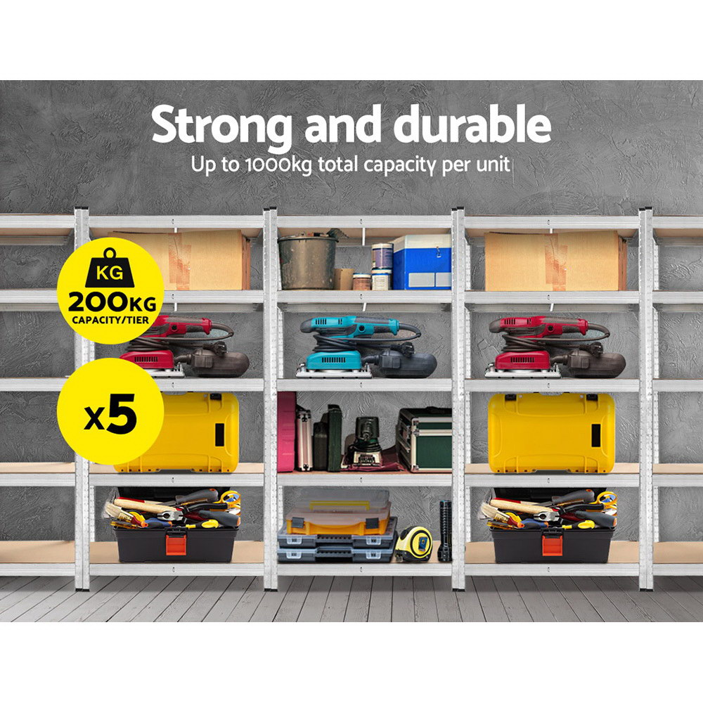 Giantz 5x1.8m Garage Shelving Warehouse Rack, Silver view 3