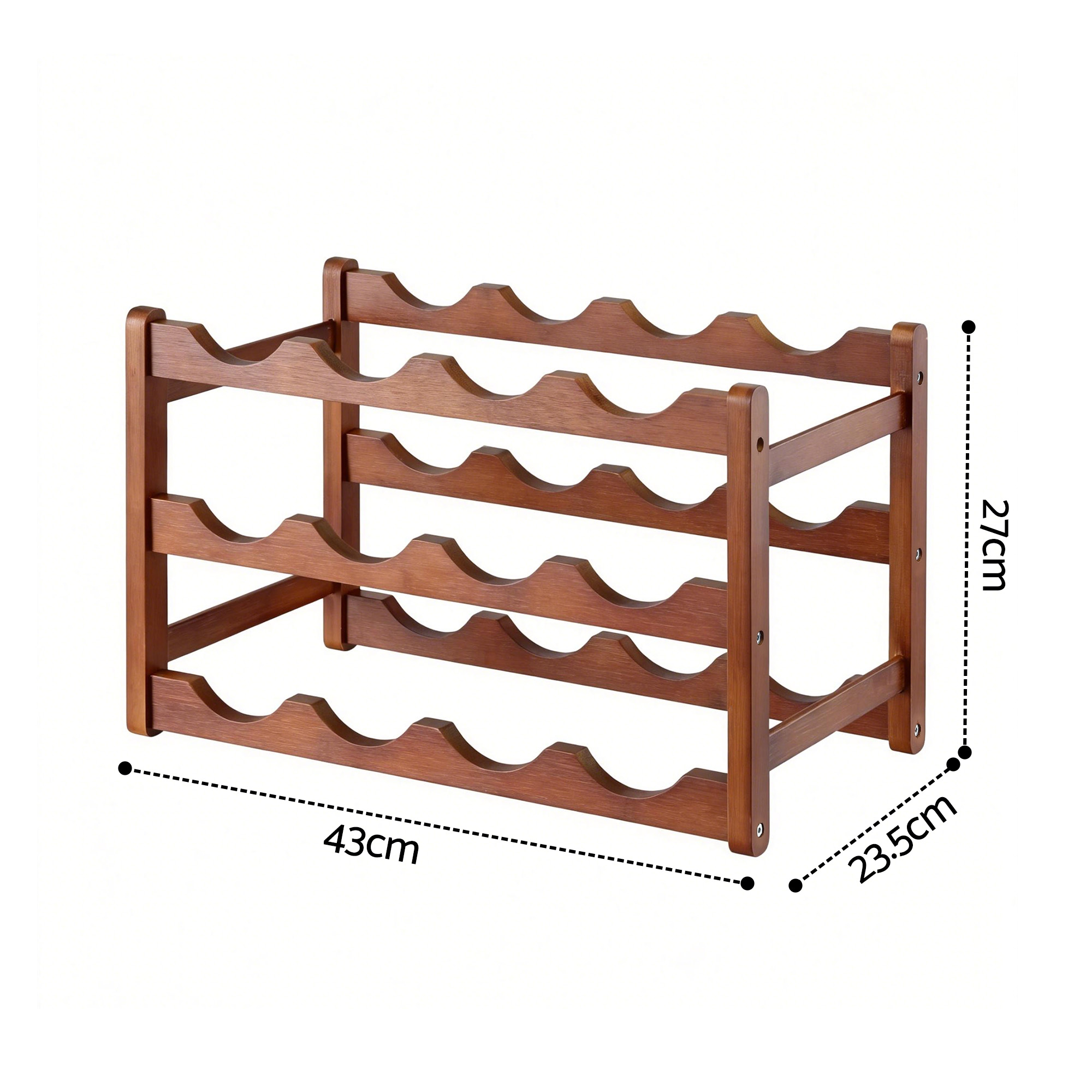 Artiss Bamboo Wine Rack 3-Tier 12 Bottle Walnut view 2