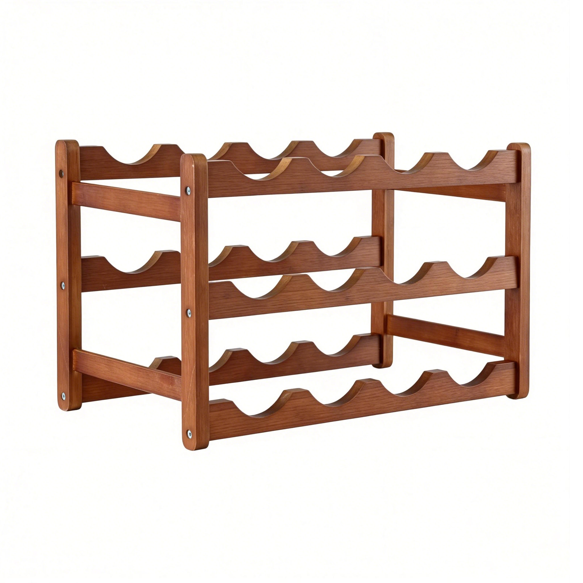 Artiss Bamboo Wine Rack 3-Tier 12 Bottle Walnut view 3