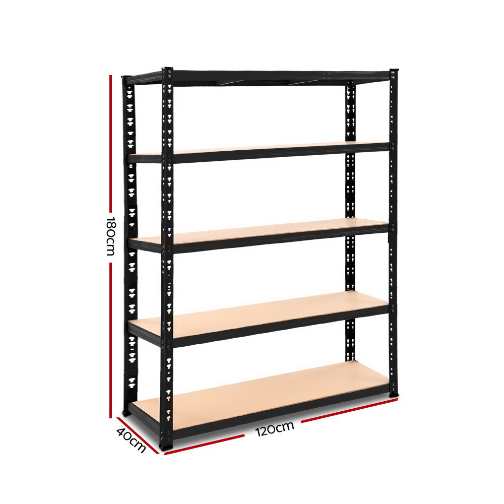 Giantz 1.2x1.8m Garage Shelving Rack 200kg Shelf, Black view 2