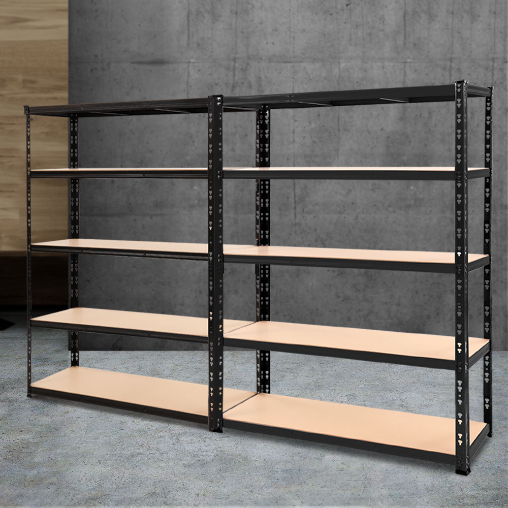 Giantz 2.4x1.8m Garage Shelving Rack Double Bay, Black