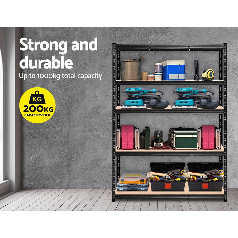 Giantz 2.4x1.8m Garage Shelving Rack Double Bay, Black view 4
