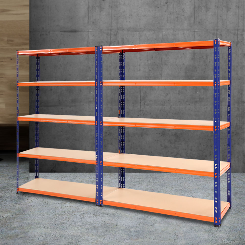 Giantz 2.4x1.8m Garage Shelving Rack Double Bay, Blue