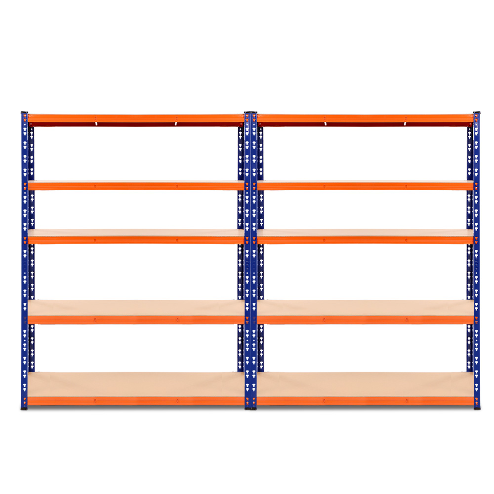 Giantz 2.4x1.8m Garage Shelving Rack Double Bay, Blue view 3