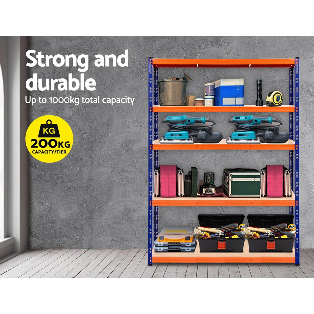 Giantz 2.4x1.8m Garage Shelving Rack Double Bay, Blue view 4