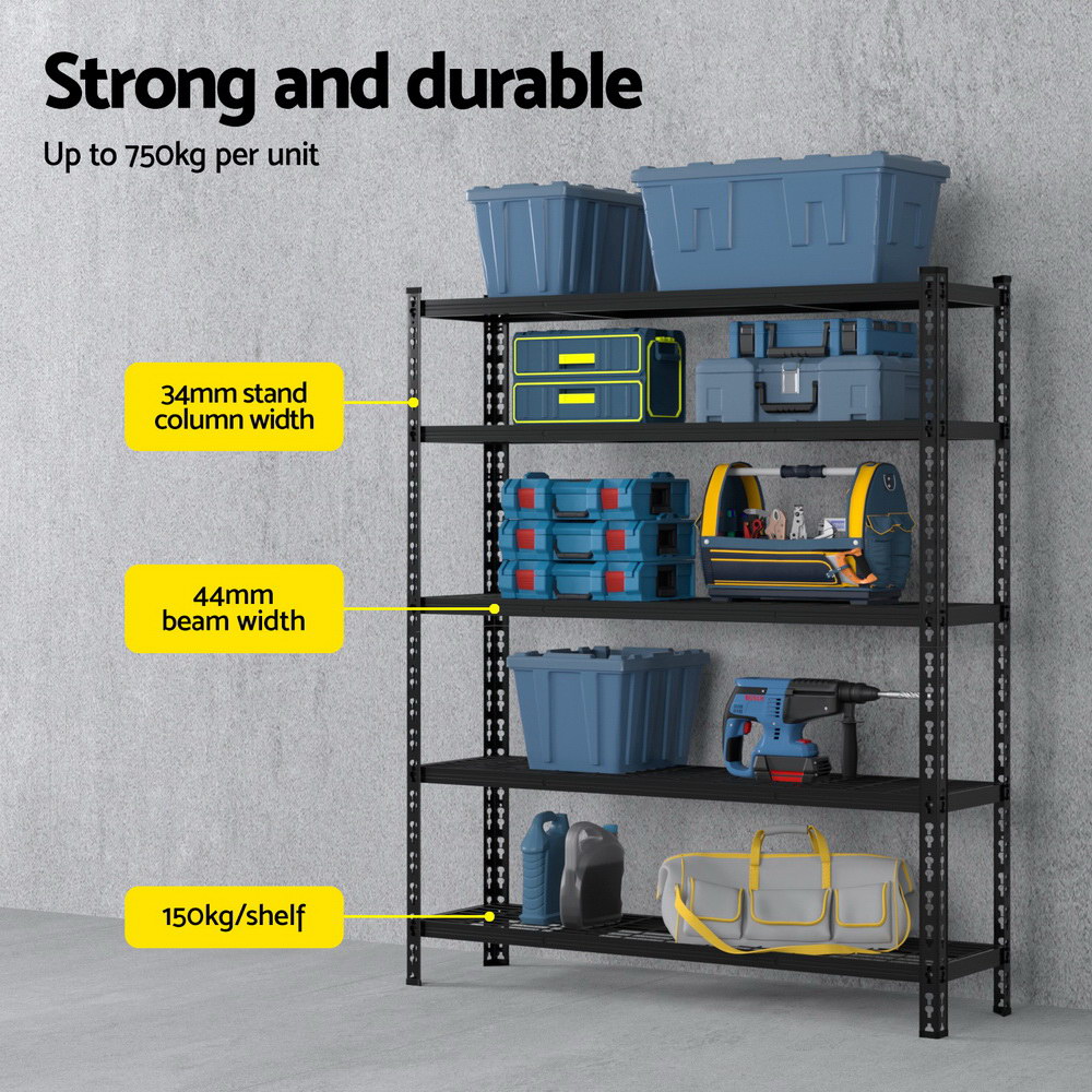Giantz 5 Tier Garage Shelving Rack 1.2x1.8m, 150kg Shelf view 4