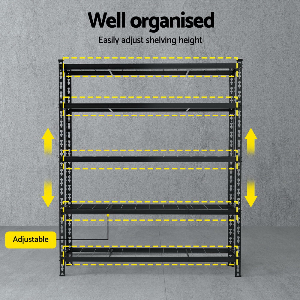 Giantz 5 Tier Garage Shelving Rack 1.2x1.8m, 150kg Shelf view 5