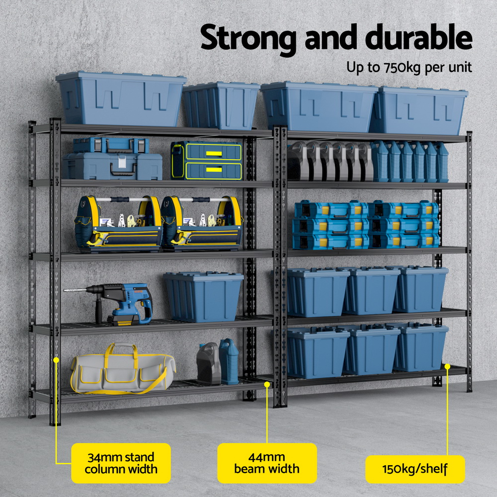 Giantz 5 Tier Garage Shelving Rack 1.2x1.8m, 2 Pack view 4
