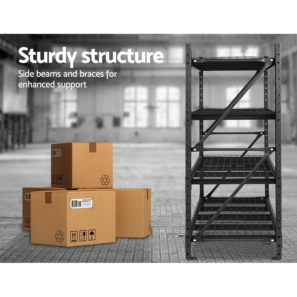 Giantz 2x2m Garage Shelving Warehouse Rack 200kg, Black view 5
