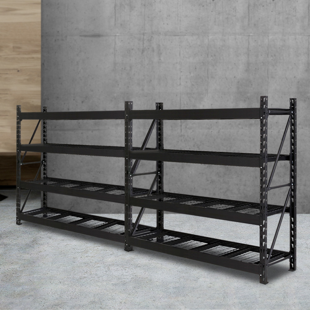 Giantz 4x2m Garage Shelving Warehouse Rack Twin Bay, Black