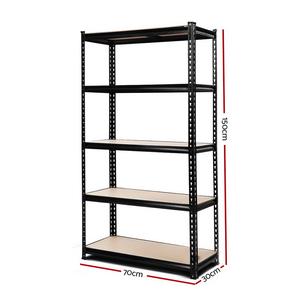 Giantz 1.5m Garage Shelving Rack 150kg Shelf, Black view 2