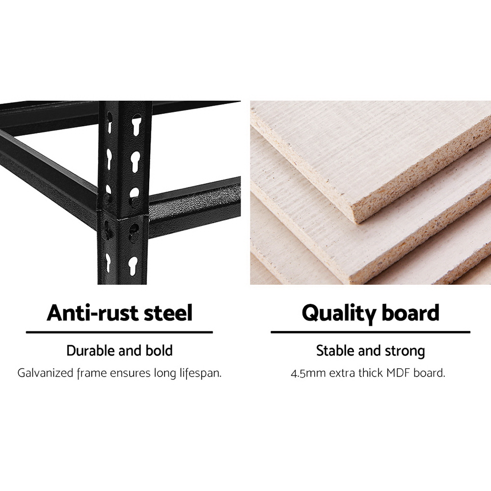 Giantz 1.5m Garage Shelving Rack 150kg Shelf, Black view 4