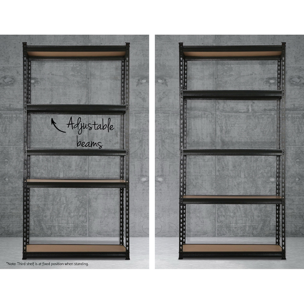 Giantz 1.5m Garage Shelving Rack 150kg Shelf, Black view 5