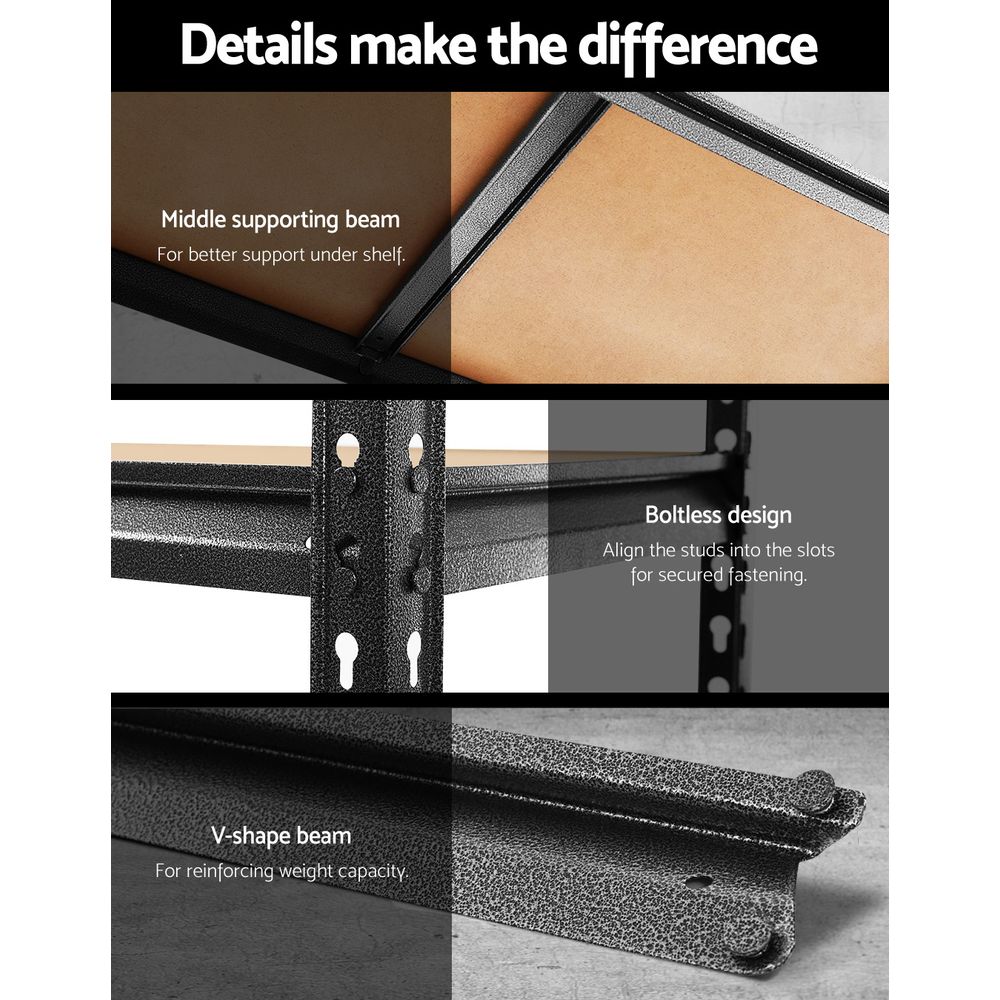 Giantz 1.5m Garage Shelving Rack Charcoal, 3 Pack view 5