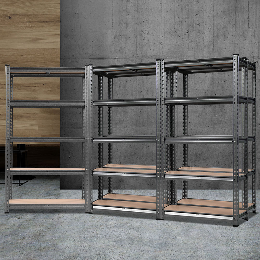 Giantz 1.5m Garage Shelving Rack Charcoal, 5 Pack