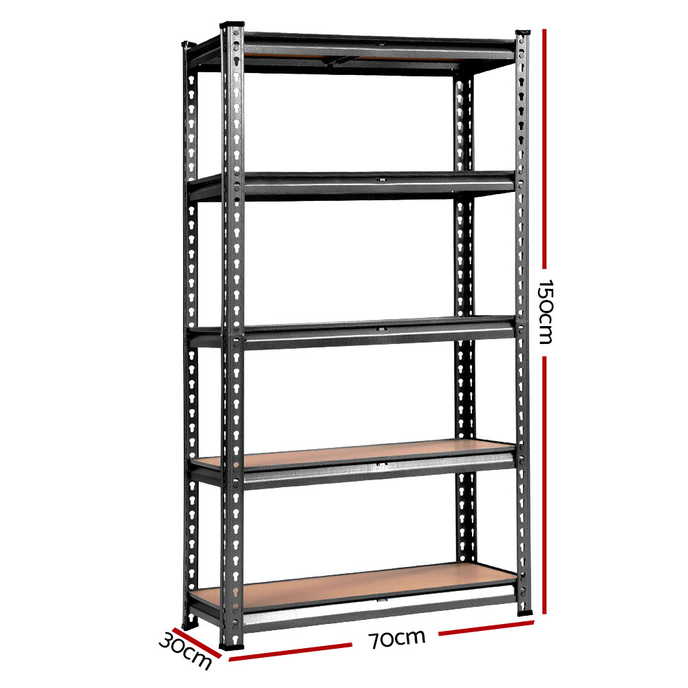 Giantz 1.5m Garage Shelving Rack Charcoal, 5 Pack view 2