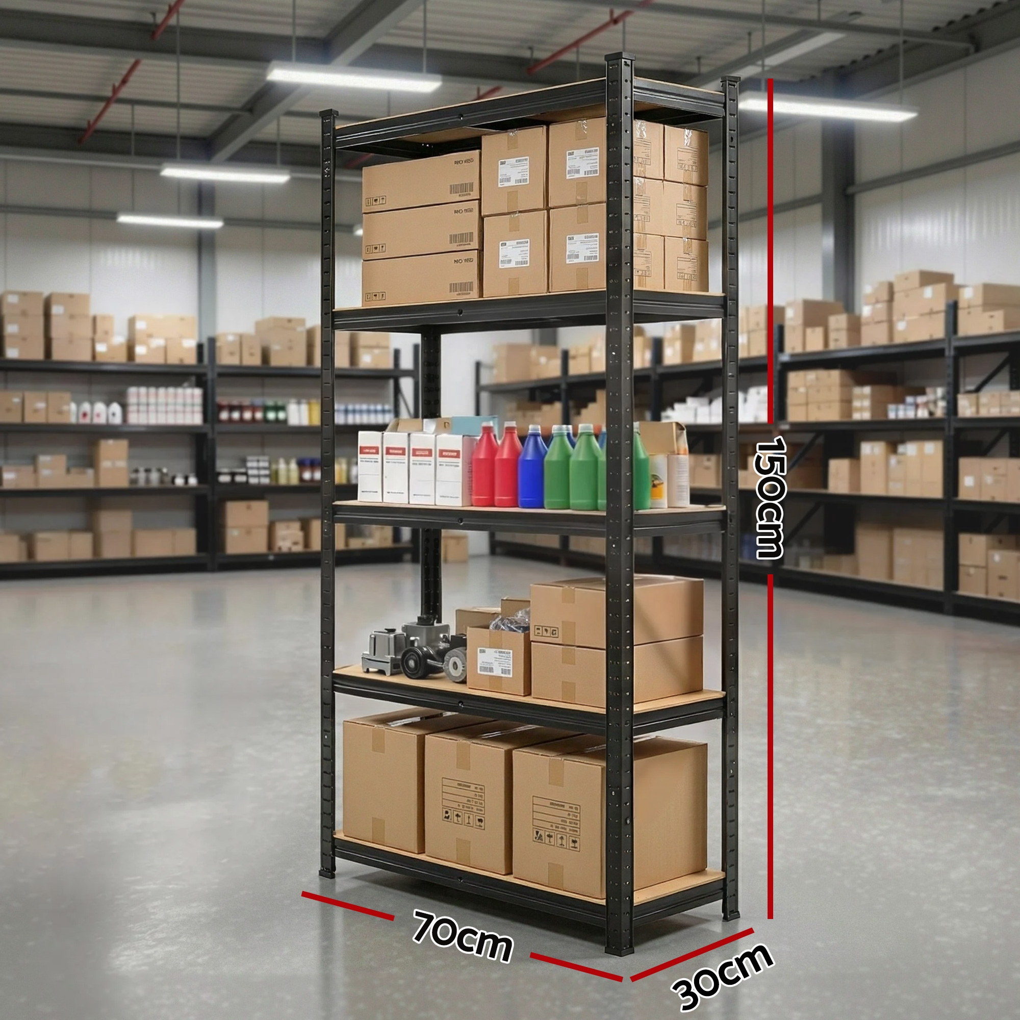 Giantz 5 Tier Garage Shelving 1.5x0.7m, Black view 3