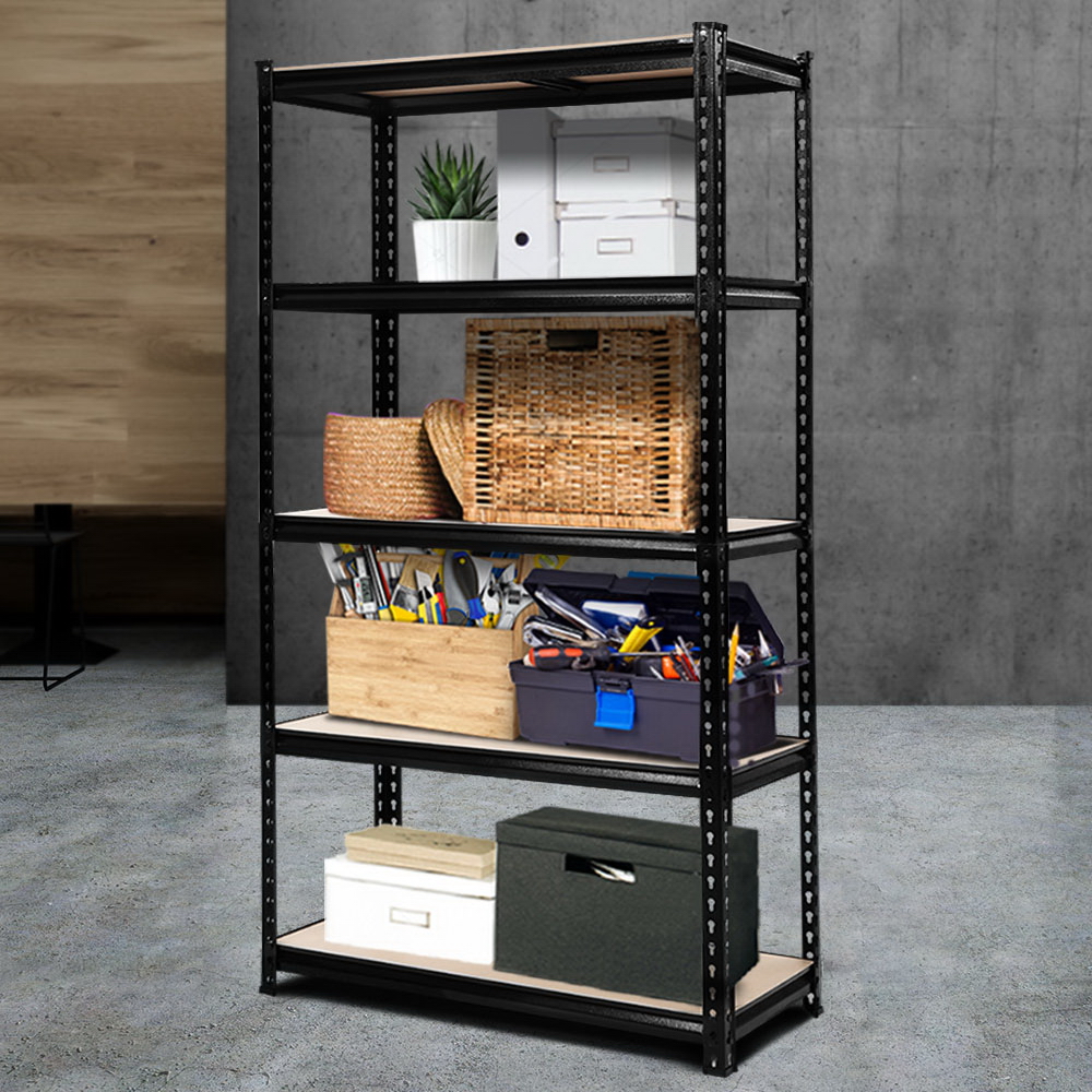 Giantz 0.9x1.8m Garage Shelving Rack 200kg Shelf, Black