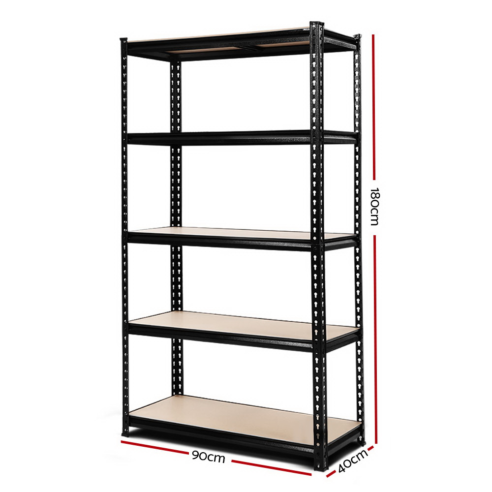 Giantz 0.9x1.8m Garage Shelving Rack 200kg Shelf, Black view 2