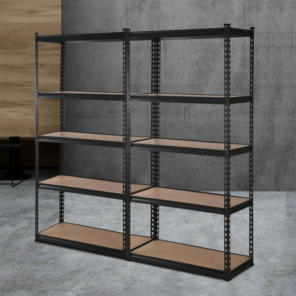 Giantz 0.9x1.8m Garage Shelving Rack Black, 2 Pack