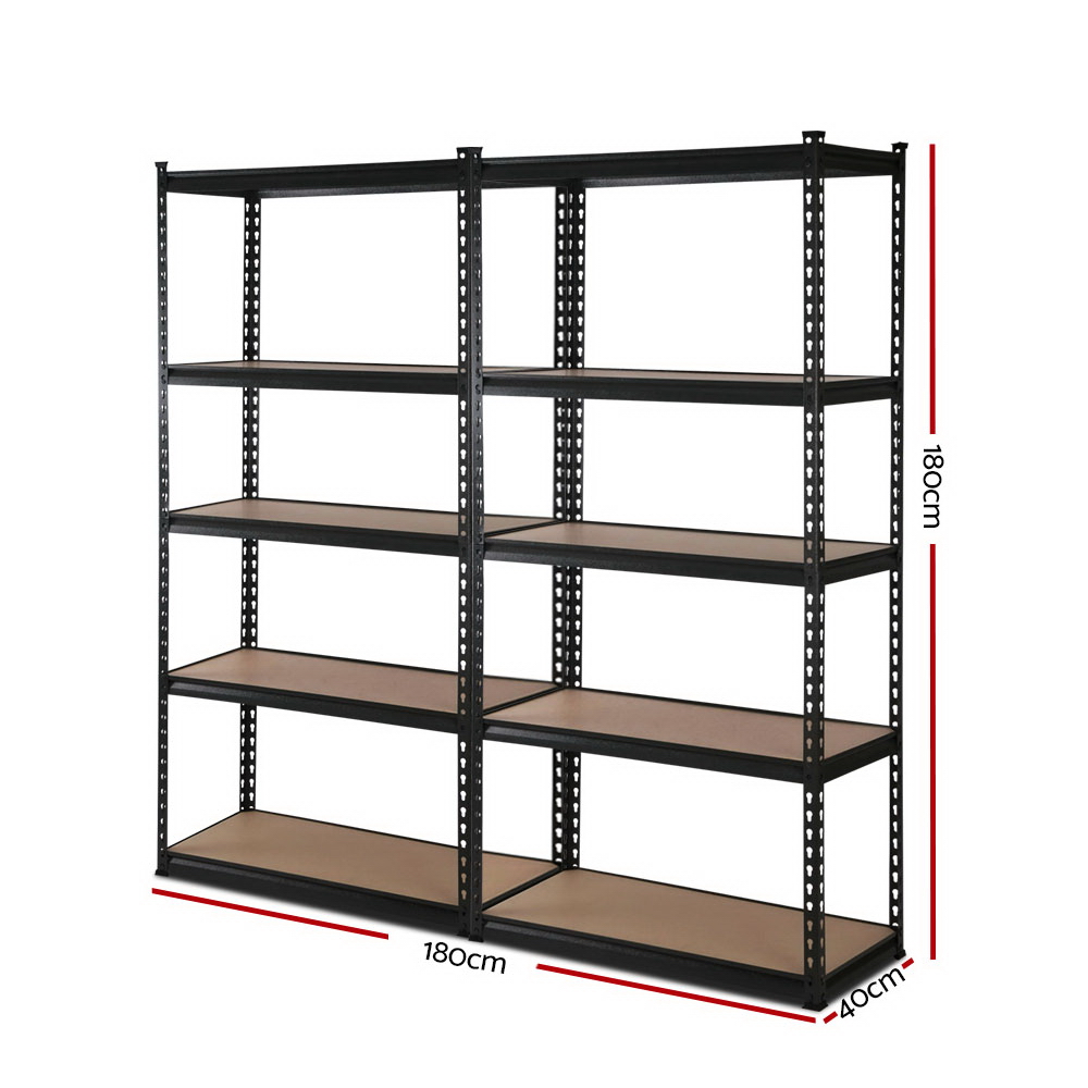 Giantz 0.9x1.8m Garage Shelving Rack Black, 2 Pack view 2