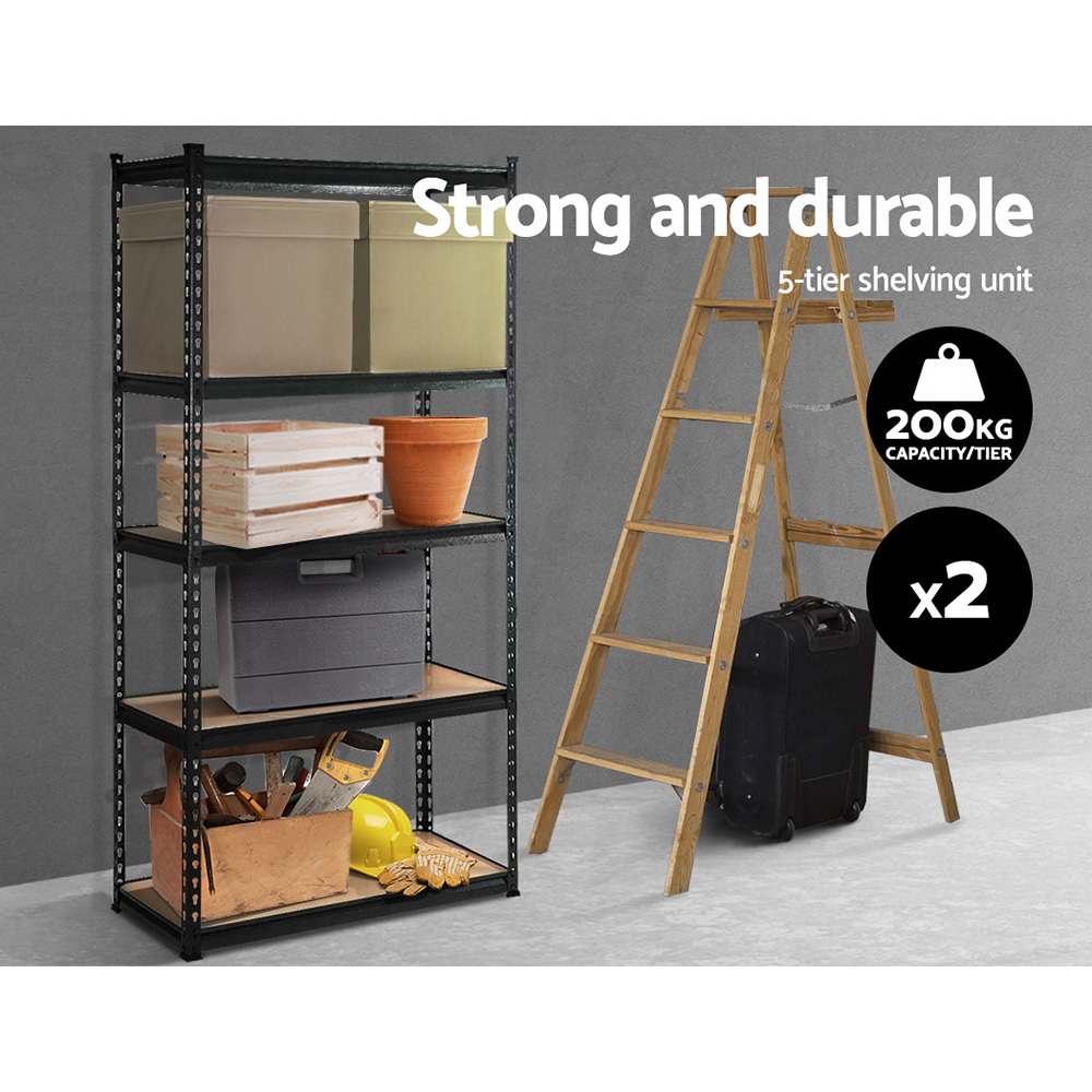 Giantz 0.9x1.8m Garage Shelving Rack Black, 2 Pack view 3