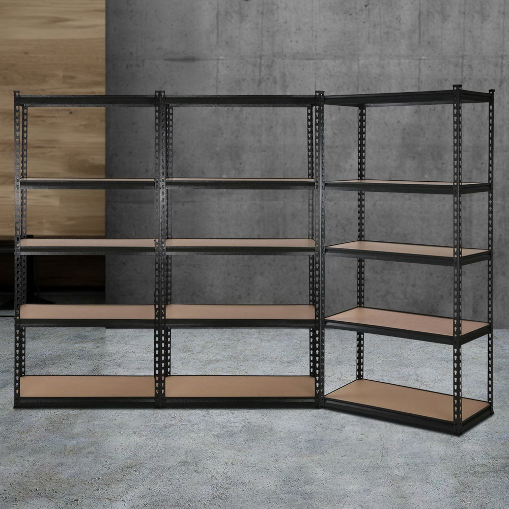 Giantz 0.9x1.8m Garage Shelving Rack Black, 3 Pack