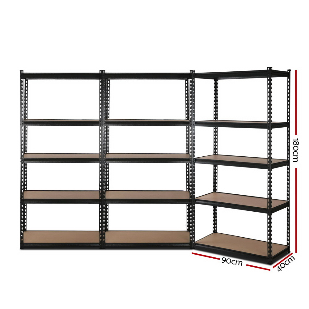 Giantz 0.9x1.8m Garage Shelving Rack Black, 3 Pack view 2