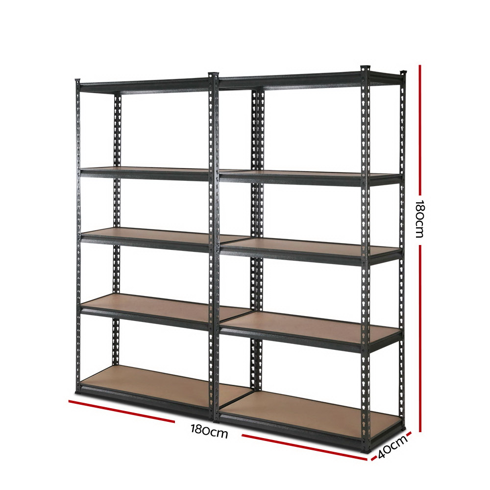 Giantz 0.9x1.8m Garage Shelving Rack Charcoal, 2 Pack view 2