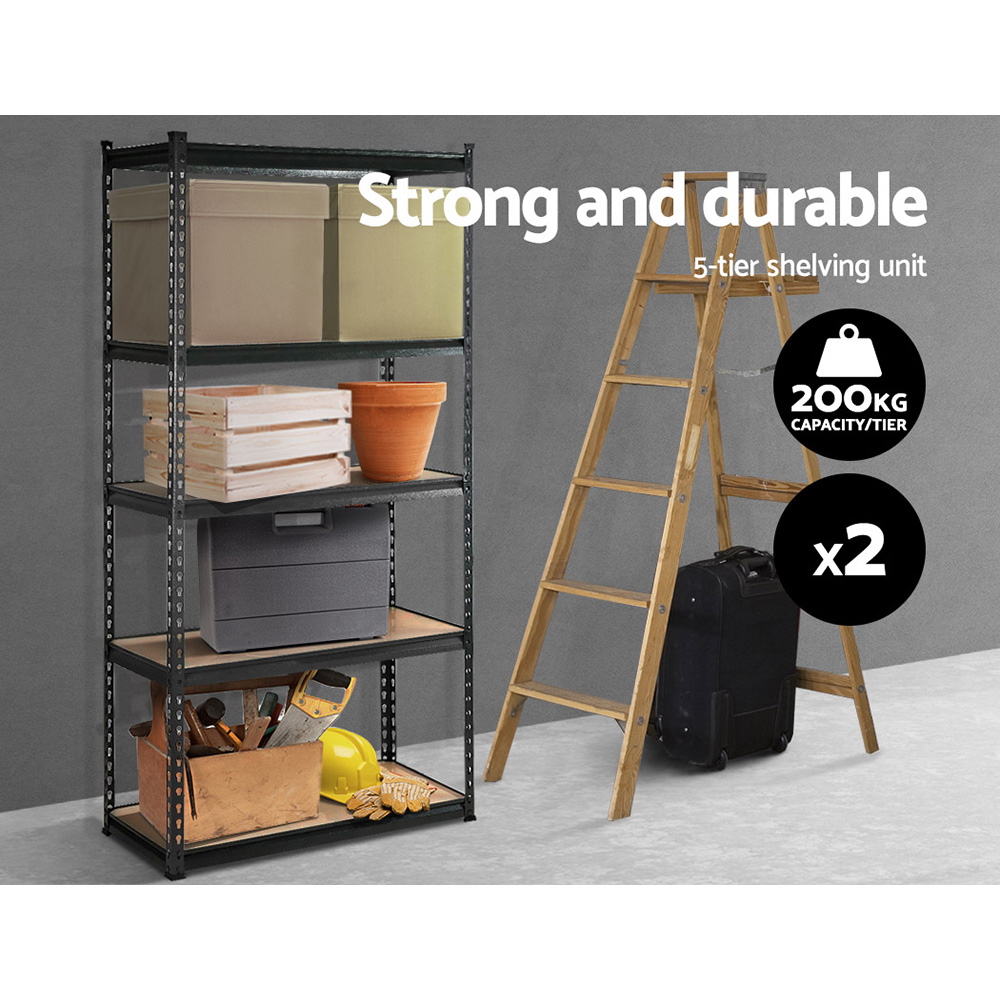 Giantz 0.9x1.8m Garage Shelving Rack Charcoal, 2 Pack view 3